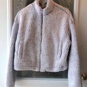 Teddy Sherpa Jacket Lilac/Gray Color